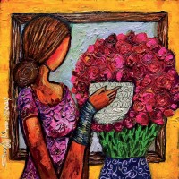 Shazly Khan, My cup of tea, 20 x 20 Inch, Acrylic on Canvas, Figurative Paintings, AC-SZK-169 Shazly Khan, My cup of tea, 20 x 20 Inch, Acrylic on Canvas, Figurative Paintings, AC-SZK-169